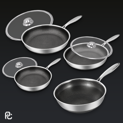 PureClad™ - 7 pc Hybrid Wok & Pans Set w/ Lids