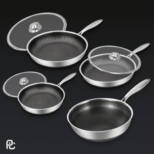 PureClad™ - 7 pc Hybrid Wok & Pans Set w/ Lids